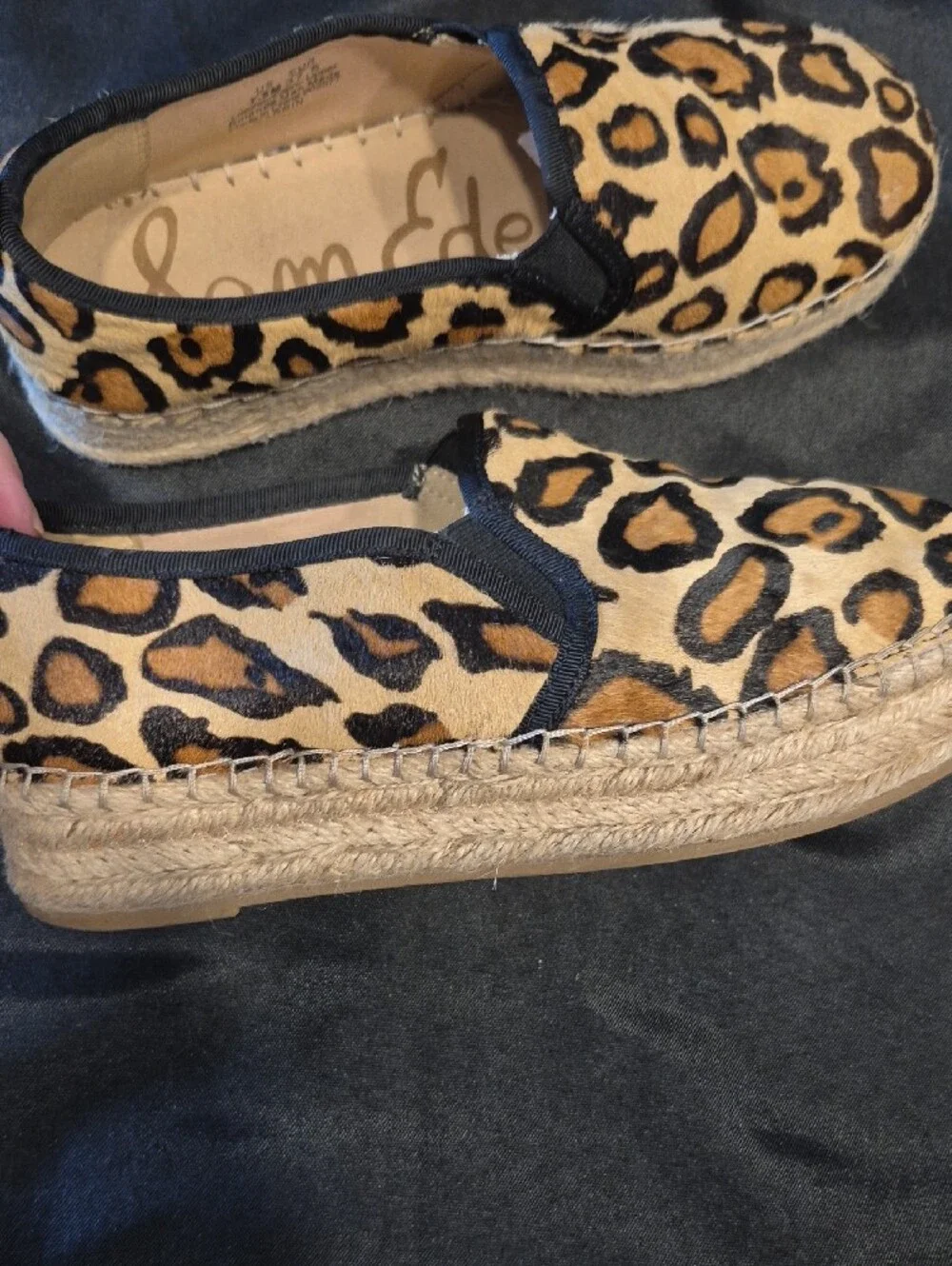 Sam Edelman Carrin Leopard Print Espadrille Slip-Ons in Tan and Black